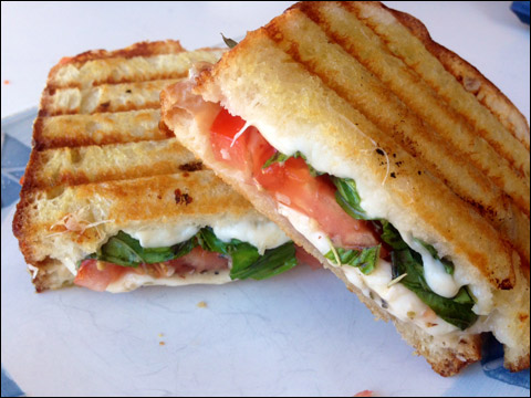 tomato spinach and cheese panini soup